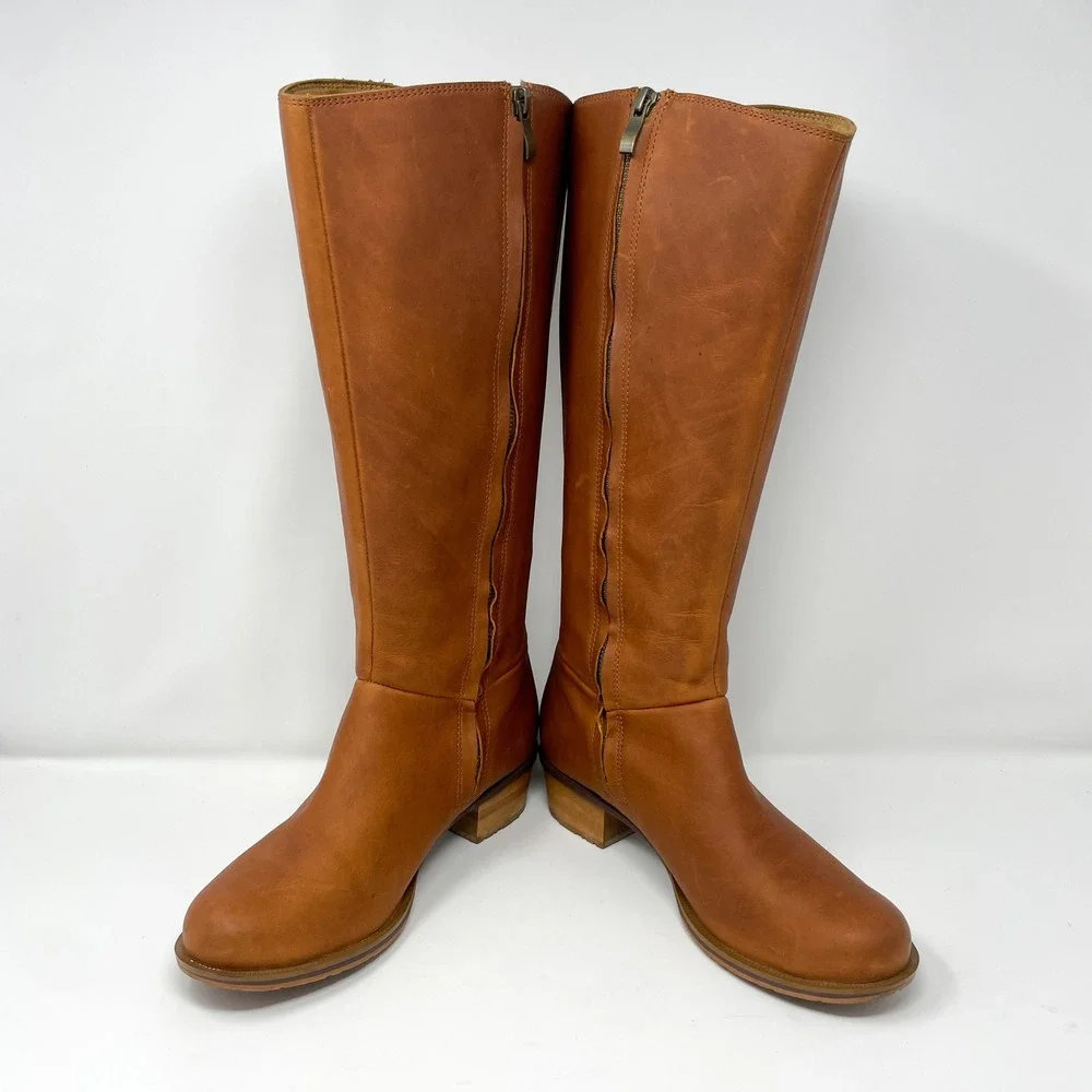 Chaco Cataluna Tall Riding Boots Womens 8.5 Tan Brown Waterproof Leather Rustic